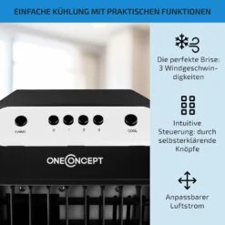 Carribean Blue 3-in-1 Luftkühler Ventilator Luftbefeuchter 402 M3/h | 70 Watt | 4 Liter | 3 Geschwindigkeiten | Oszillation | Mobil -Warmekuche Pro Geschaft 10028180 de 0004 usp
