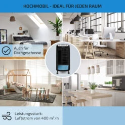 Carribean Blue 3-in-1 Luftkühler Ventilator Luftbefeuchter 402 M3/h | 70 Watt | 4 Liter | 3 Geschwindigkeiten | Oszillation | Mobil -Warmekuche Pro Geschaft 10028180 de 0005 usp