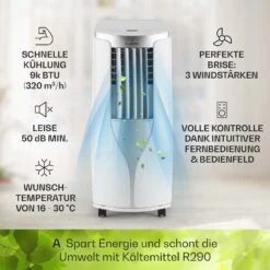 New Breeze 9 Mobile Klimaanlage 4-in-1 9.000 BTU / 2,6 KW Mobil Timer -Warmekuche Pro Geschaft 10029704 de 0003 usp