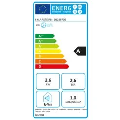 New Breeze 9 Mobile Klimaanlage 9000 BTU / 2,6 KW Timer 17 New Breeze 9 Mobile Klimaanlage 9000 BTU / 2,6 KW Timer -Warmekuche Pro Geschaft 10029705 energy label