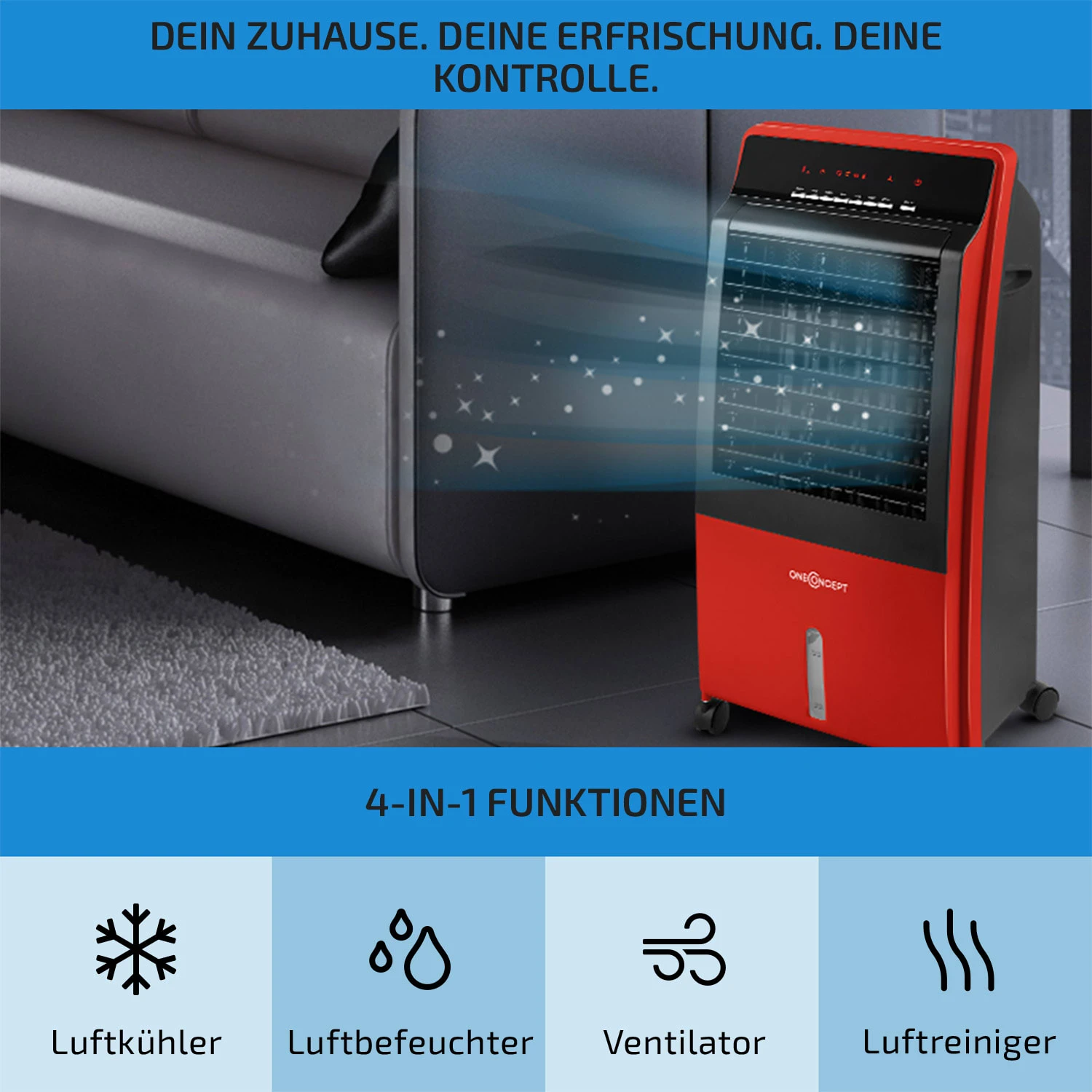 CTR-1 4-in-1 Luftkühler 360 M³/h 65 W 8 Ltr Fernbedienung Mobil 3 CTR-1 4-in-1 Luftkühler 360 M³/h 65 W 8 Ltr Fernbedienung Mobil – Bild 3