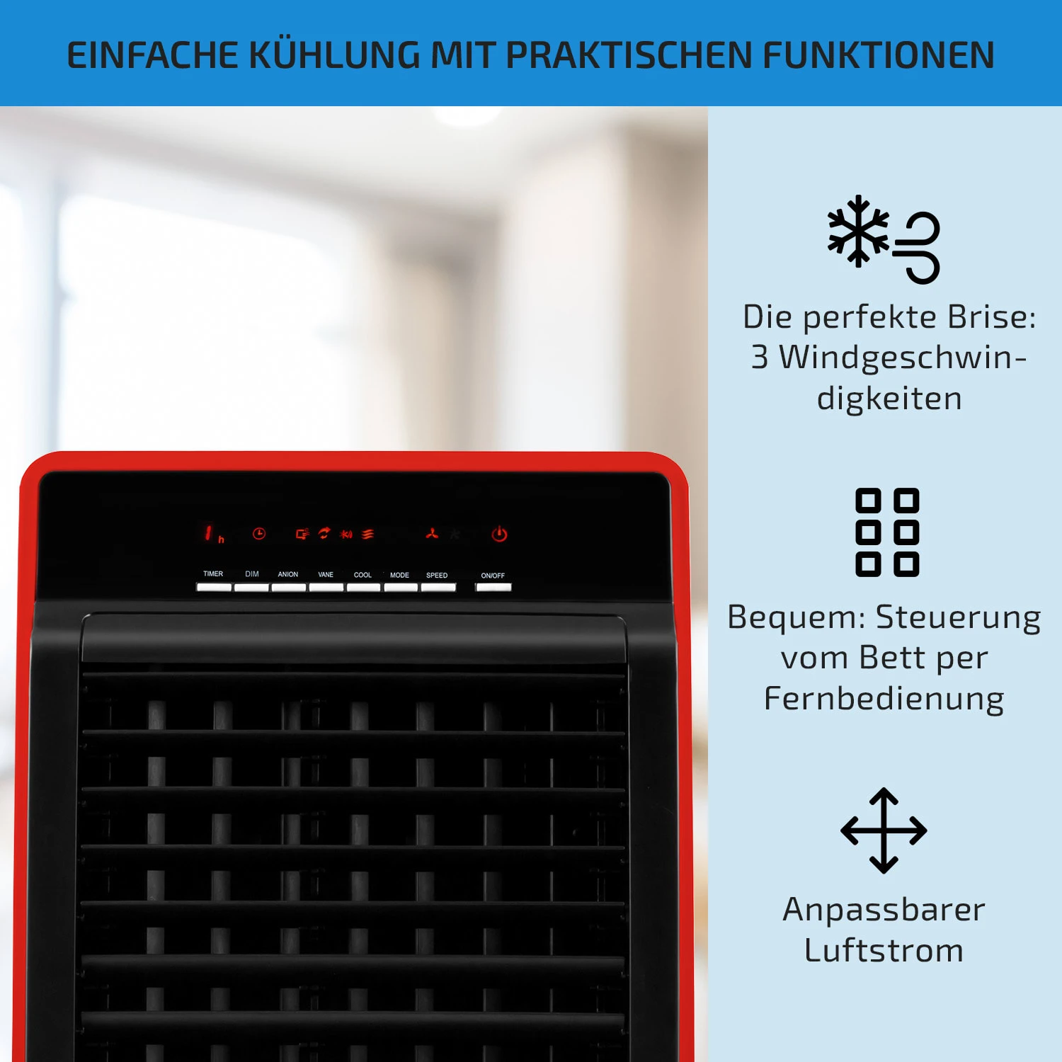 CTR-1 4-in-1 Luftkühler 360 M³/h 65 W 8 Ltr Fernbedienung Mobil 4 CTR-1 4-in-1 Luftkühler 360 M³/h 65 W 8 Ltr Fernbedienung Mobil – Bild 4