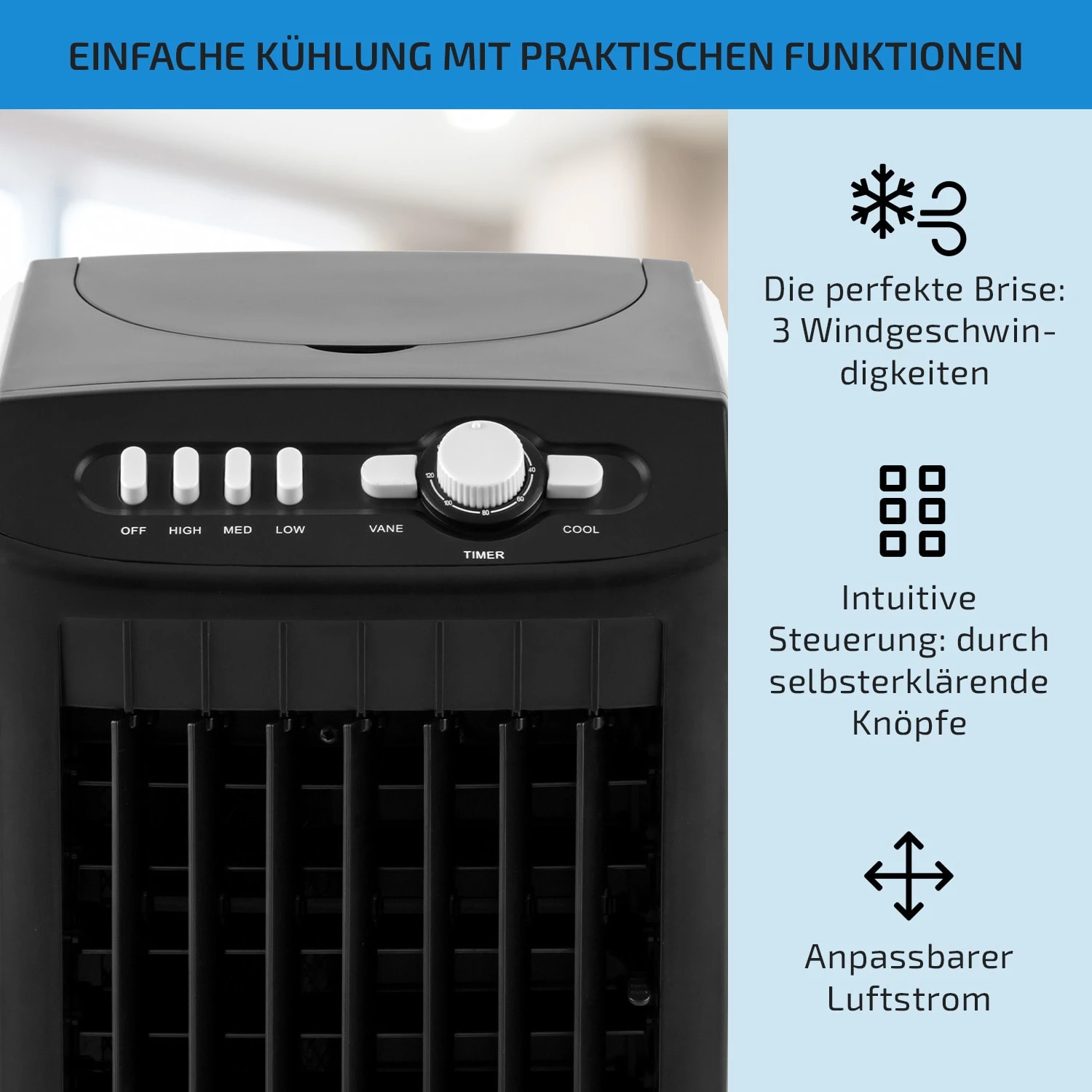 MCH-1 V2 3-in-1 Luftkühler 360 M³/h 65 W7 Ltr Fernbedienung Mobil 4 MCH-1 V2 3-in-1 Luftkühler 360 M³/h 65 W7 Ltr Fernbedienung Mobil – Bild 4