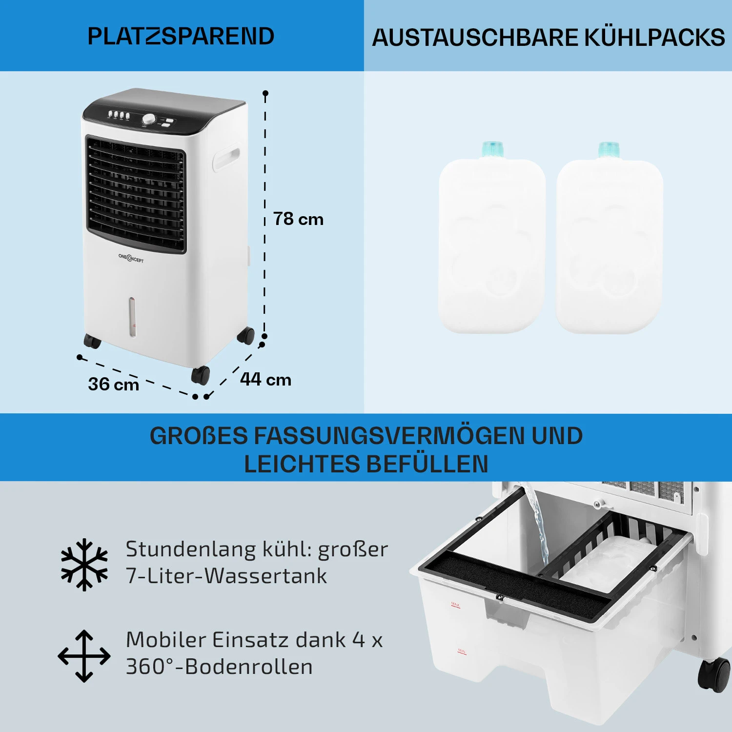 MCH-2 V2 3-in-1 Luftkühler 360 M³/h 65 Watt 7 Ltr Fernbedienung Mobil 6 MCH-2 V2 3-in-1 Luftkühler 360 M³/h 65 Watt 7 Ltr Fernbedienung Mobil – Bild 6