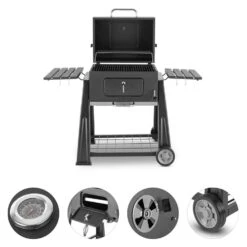 Bigfoot Holzkohlegrill Smoker BBQ-Grill 55 X 40 Cm Stahl Schwarz -Warmekuche Pro Geschaft 10029763 yy 0004 detail Klarstein Bigfoot BBQ Grill Smoker