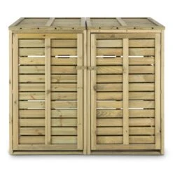 Ordnungshüter 2T Mülltonnenbox 145x130x87cm (BxHxT) 2 Tonnen Kiefer -Warmekuche Pro Geschaft 10030718 yy 0003 front Double Wheelie Bin