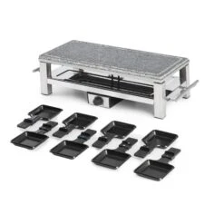 Schmelzlette Raclette 1500W Naturstein-Platte Edelstahlgehäuse -Warmekuche Pro Geschaft 10032028 yy 0004 detail Klarstein Schmelzlette Raclette 1500W Edelstahl