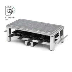 Schmelzlette Raclette 1500W Naturstein-Platte Edelstahlgehäuse -Warmekuche Pro Geschaft 10032028 yy 0007 logo Klarstein Schmelzlette Raclette 1500W Edelstahl
