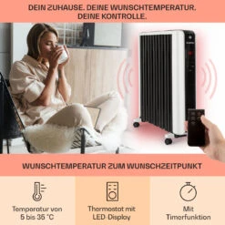 Thermaxx 2500 Ölradiator 2500W 5-35° C 24h-Timer Weiß/schwarz -Warmekuche Pro Geschaft 10032775 de 0003 usp