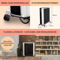 Thermaxx 2500 Ölradiator 2500W 5-35° C 24h-Timer Weiß/schwarz -Warmekuche Pro Geschaft 10032775 de 0006 usp