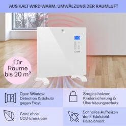 Norderney Konvektions-Heizgerät Thermostat Timer 1000W 20m² Weiß 11 Norderney Konvektions-Heizgerät Thermostat Timer 1000W 20m² Weiß -Warmekuche Pro Geschaft 10032788 de 0004 usp