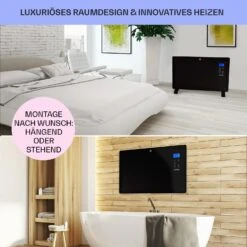 Norderney Konvektions-Heizgerät Thermostat Timer 2000W 30m² Schwarz -Warmekuche Pro Geschaft 10032789 de 0007 usp