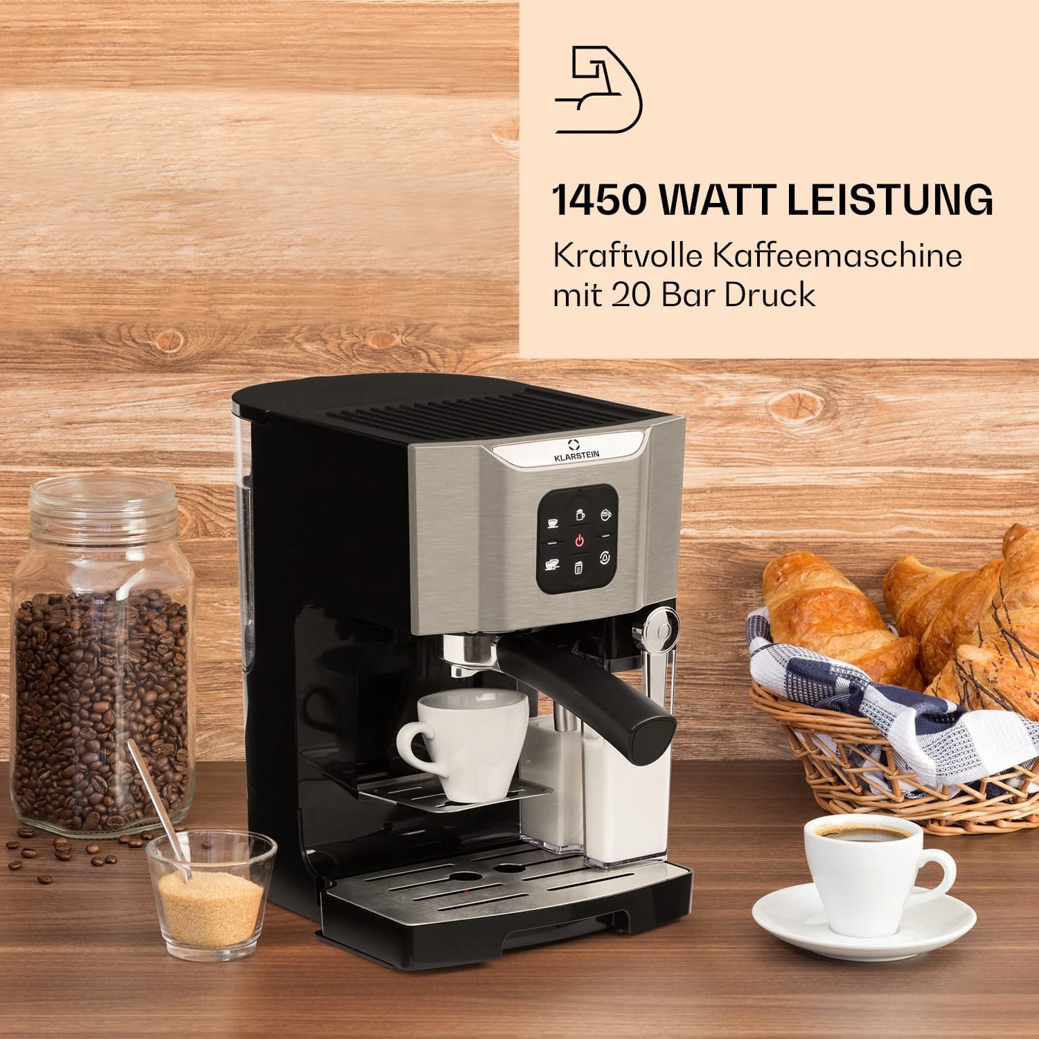 BellaVita Kaffeemaschine 3-in-1 1450 W 20 Bar Milchschäumer 2 BellaVita Kaffeemaschine 3-in-1 1450 W 20 Bar Milchschäumer – Bild 2