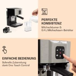 BellaVita Kaffeemaschine 3-in-1 1450 W 20 Bar Milchschäumer 8 BellaVita Kaffeemaschine 3-in-1 1450 W 20 Bar Milchschäumer -Warmekuche Pro Geschaft 10032806 de 0003 logo