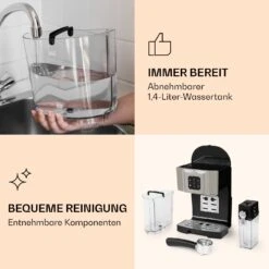 BellaVita Kaffeemaschine 3-in-1 1450 W 20 Bar Milchschäumer 9 BellaVita Kaffeemaschine 3-in-1 1450 W 20 Bar Milchschäumer -Warmekuche Pro Geschaft 10032806 de 0004 logo