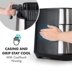 AeroVital Heißluftfritteuse 1700W 5,4 Liter Timer Edelstahl Silber -Warmekuche Pro Geschaft 10032848 yy 0006 logo Klarstein AeroVital Heissluftfritteuse silber reedit