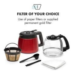 Aromatica II Duo Kaffeemaschine, Integriertes Mahlwerk, 1,25 L, Rot -Warmekuche Pro Geschaft 10032866 yy 0004 logo Klarstein Aromatica II Duo Kaffeemaschine rot