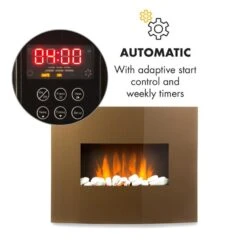 Curved Copper L&F Elektrischer Kamin 1000/2000W Glas Fernbedienung -Warmekuche Pro Geschaft 10032999 yy 0005 logo Klarstein Curved Copper L and F Curved Glass Panel