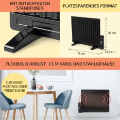 Wallander Ölradiator 600W Thermostat Ölheizung Ultraflach Schwarz -Warmekuche Pro Geschaft 10033099 de 0006 usp