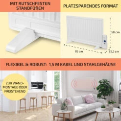 Wallander Ölradiator 800W Thermostat Ölheizung Ultraflach Weiß -Warmekuche Pro Geschaft 10033100 de 0006 usp