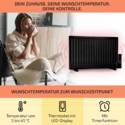 Wallander Ölradiator 800W Thermostat Ölheizung Ultraflach Schwarz -Warmekuche Pro Geschaft 10033101 de 0003 usp