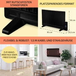 Wallander Ölradiator 800W Thermostat Ölheizung Ultraflach Schwarz -Warmekuche Pro Geschaft 10033101 de 0006 usp