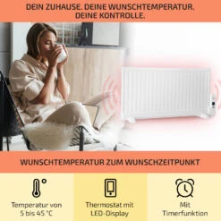 Wallander Ölradiator 1000W Thermostat Ölheizung Ultraflach Weiß -Warmekuche Pro Geschaft 10033102 de 0003 usp