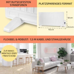 Wallander Ölradiator 1000W Thermostat Ölheizung Ultraflach Weiß -Warmekuche Pro Geschaft 10033102 de 0006 usp