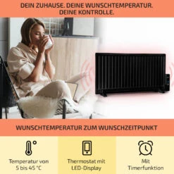 Wallander Ölradiator 1000W Thermostat Ölheizung Ultraflach Schwarz -Warmekuche Pro Geschaft 10033103 de 0003 usp