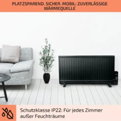 Wallander Ölradiator 1000W Thermostat Ölheizung Ultraflach Schwarz -Warmekuche Pro Geschaft 10033103 de 0007 usp