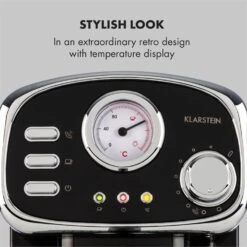 Espressionata Gusto Espressomaschine 1100W 15 Bar Druck Schwarz -Warmekuche Pro Geschaft 10033209 yy 0003 logo Klarstein Espressionata Gusto Espressomaschine