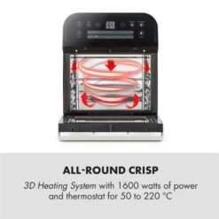 AeroVital Cube Heißluftfritteuse 1600W 12l Timer 16 Programme Schwarz -Warmekuche Pro Geschaft 10033248 yy 0003 logo Klarstein AeroVital Cube Heissluftfritteuse schwarz reedit