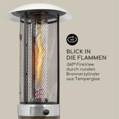 Goldflame Deluxe Terrassenheizstrahler 36.000BTU/11kW Mobil Edelstahl -Warmekuche Pro Geschaft 10033279 yy 0005 logo Blumfeldt Goldflame Deluxe Heizstrahler kupfer