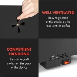 Flintstone Steel Räucherofen 1600 W Integriertes Thermometer Edelstahl -Warmekuche Pro Geschaft 10033372 yy 0008 logo Klarstein Flintstone Steel Raeucherofen Edelstahl