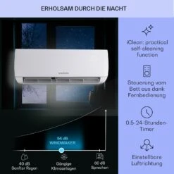Windwaker Split-Klimaanlage 12.000 BTU/3,6 KW Luftdurchsatz 600m³/h -Warmekuche Pro Geschaft 10033483 de 0004 usp