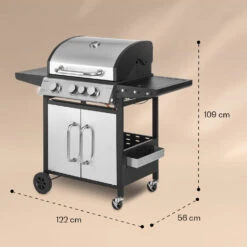 Tomahawk 3.1 S Gasgrill 3x3,6kW Brenner+2,7 KW 60x45cm Grill Edelstahl -Warmekuche Pro Geschaft 10033567 yy 0008 dimensions