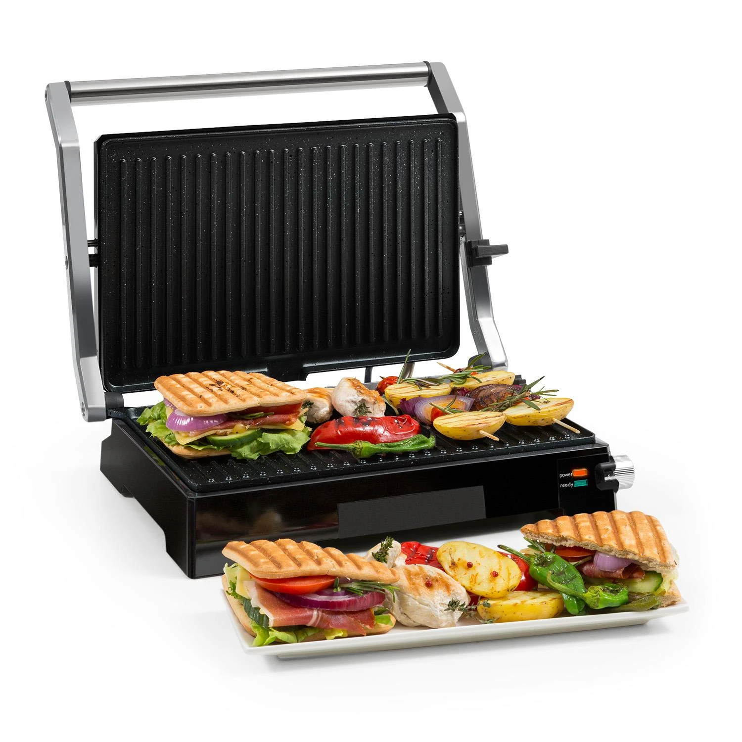 Buffalo Kontaktgrill Paninimaker 2000W Edelstahl Silber/schwarz 1 Buffalo Kontaktgrill Paninimaker 2000W Edelstahl Silber/schwarz