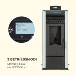 Energiewende Pelletofen 5/10 KW 5 Stufen Timer 18kg 250m³ Fernbedienung Grau -Warmekuche Pro Geschaft 10034181 de 0005 logo