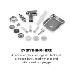 Kraftprotz Elektrischer Fleischwolf 700 W Kupfermotor Edelstahl -Warmekuche Pro Geschaft 10034215 yy 0006 logo Klarstein Kraftprotz elektrischer Fleischwolf weiss