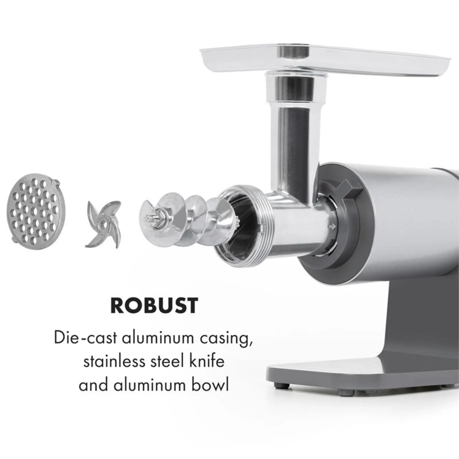 Mett Max Elektrischer Fleischwolf 600W Kupfermotor Aluminium 5 Mett Max Elektrischer Fleischwolf 600W Kupfermotor Aluminium – Bild 5