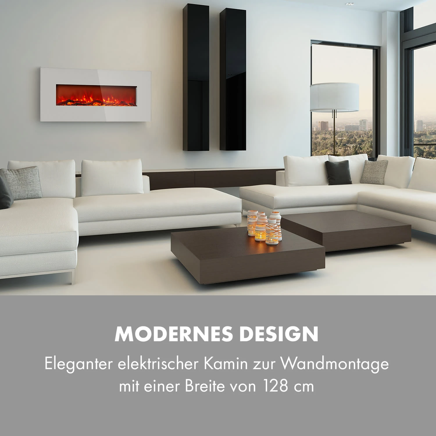 Lausanne Long Elektrischer Kamin 1600W 2 Heizstufen 128 Cm 2 Lausanne Long Elektrischer Kamin 1600W 2 Heizstufen 128 Cm – Bild 2
