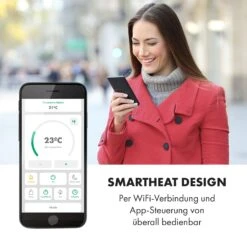 Bornholm Smart Konvektions-Heizgerät | 2000 W | SmartHeat Design: WiFi-Verbindung | LED-Display | 24-h-Timer | 2 Heizstufen: 1000 / 2000 W | IP24: Spritzwassergeschützt | Fernbedienung | Standgerät -Warmekuche Pro Geschaft 10034391 de 0008 logo