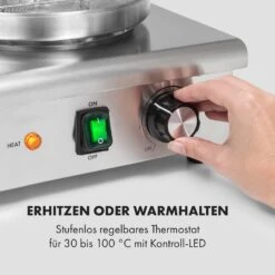 Wurstfabrik 600 Hot Dog Maker 600W 3 Spieße 5L 30-100°C Glas Edelstahl 12 Wurstfabrik 600 Hot Dog Maker 600W 3 Spieße 5L 30-100°C Glas Edelstahl -Warmekuche Pro Geschaft 10034454 de 0003 logo