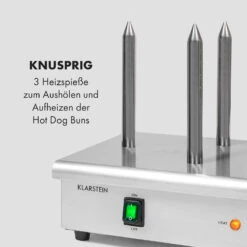 Wurstfabrik 600 Hot Dog Maker 600W 3 Spieße 5L 30-100°C Glas Edelstahl 14 Wurstfabrik 600 Hot Dog Maker 600W 3 Spieße 5L 30-100°C Glas Edelstahl -Warmekuche Pro Geschaft 10034454 de 0005 logo