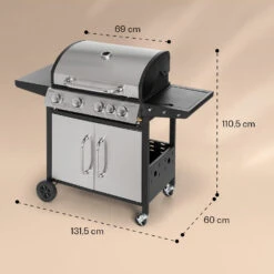 Valkyrie Gasgrill 4x3,5 KW + 3,15 KW Brenner 74x44 Cm Grill Edelstahl -Warmekuche Pro Geschaft 10034715 yy 0008 dimensions