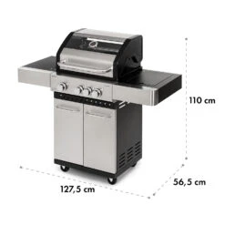 Valkyrie Gasgrill 3x3,2 + 2,9 KW Sichtfenster 54x42 Cm Grill Edelstahl -Warmekuche Pro Geschaft 10034845 yy 0010 logo Klarstein Valkyrie Gasgrill 3plus1 Brenner Edelstahl