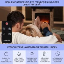 Etna Elektrokamin 1800W Wochentimer Fernbedienung LED -Warmekuche Pro Geschaft 10035043 de 0006 usp