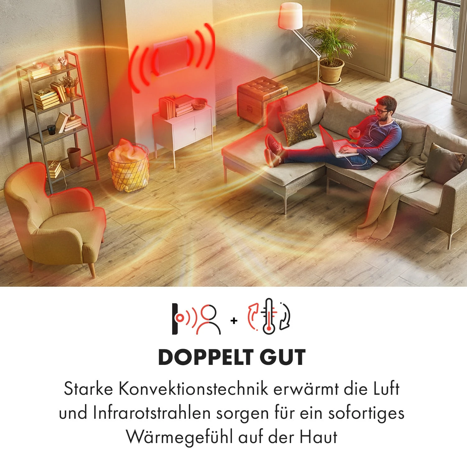 Klarstein Hot Spot Slimcurve Double Wave 2-in-1 Heizgerät 1000W Wochentimer Weiß 2 Klarstein Hot Spot Slimcurve Double Wave 2-in-1 Heizgerät 1000W Wochentimer Weiß – Bild 2