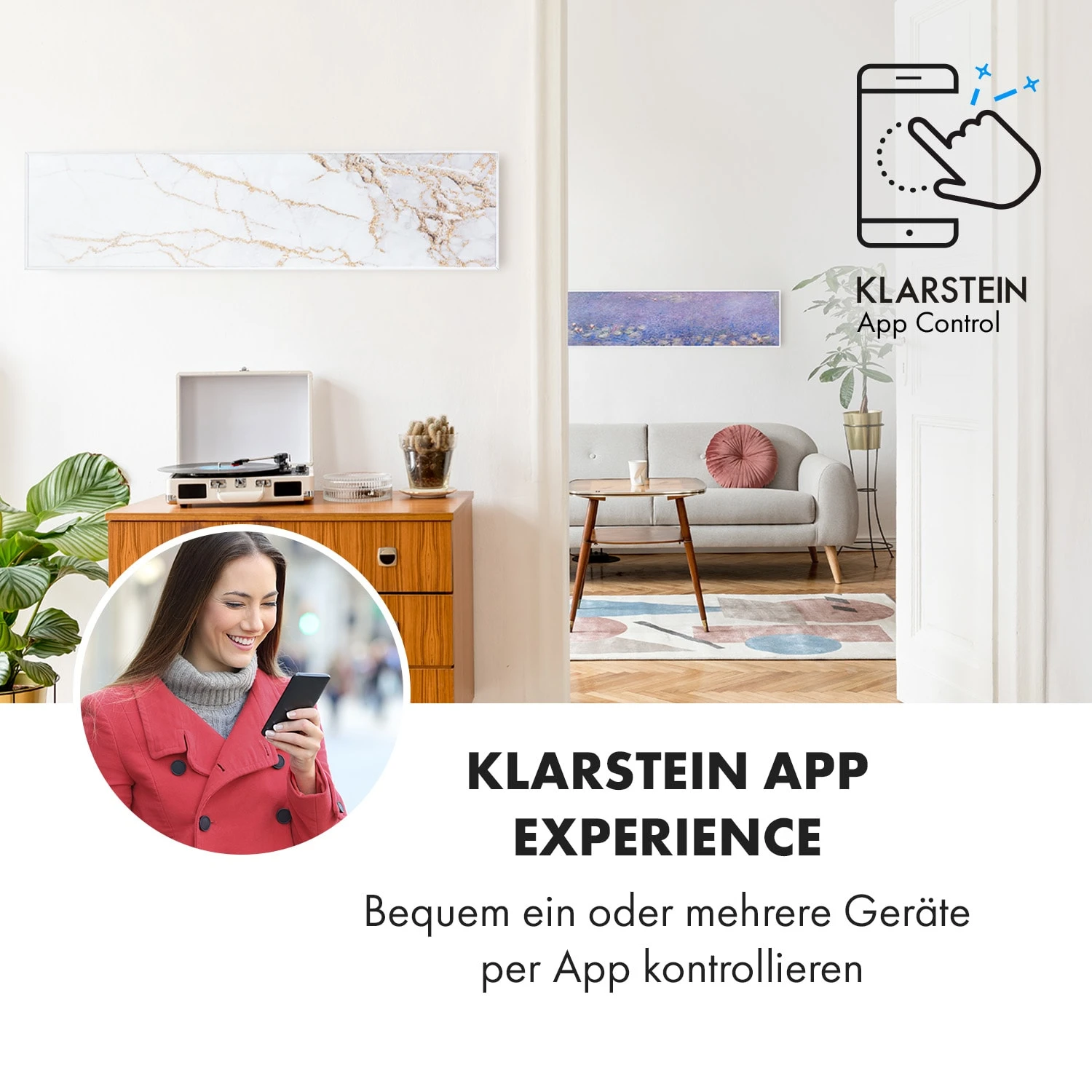 Wonderwall Air Art Smart Infrarotheizung 60x60cm 350W Wandinstallation App-Steuerung Marmor II 2 Wonderwall Air Art Smart Infrarotheizung 60x60cm 350W Wandinstallation App-Steuerung Marmor II – Bild 2