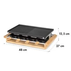 Tournedo Raclette 1200W Aluminiumguss 8 Personen Holz-Dekor -Warmekuche Pro Geschaft 10035219 yy 0009 logo Klarstein Tournedo Raclette Holz Dekor